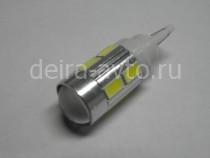 ЛАМПА СВЕТОДИОДНАЯ T10 10SMD ЛИНЗА БЕЛАЯ (1628)