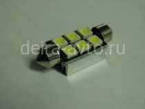 ЛАМПА С/Д Т11 FT-5050-6SMD-A/H-39MM CANBUS БЕЛАЯ (2086)