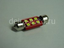 ЛАМПА С/Д FT-3030-6SMD-41MM CANBUS БЕЛАЯ (2108)